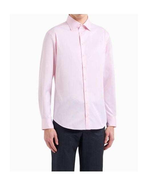 Giorgio Armani Pink Button-Up Curved Hem Shirt for men