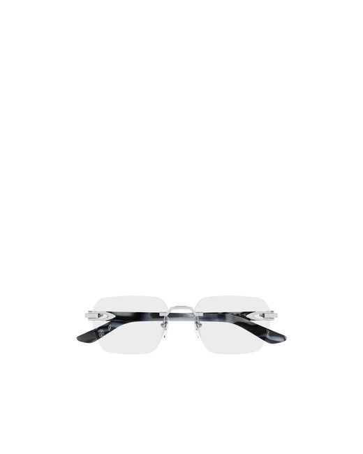 Cartier White Geometric Frame Glasses for men