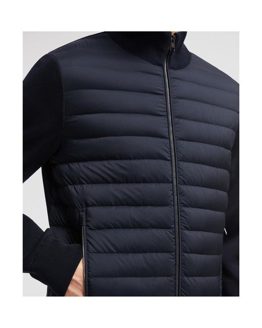 Moncler Blue Logo Patch Knit Padded Cardigan for men