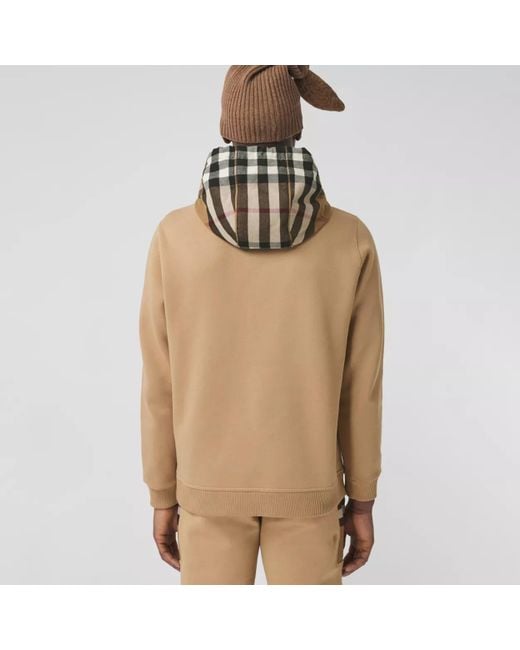 Burberry Natural Cotton Sweatshirt With Hood And Pocket for men