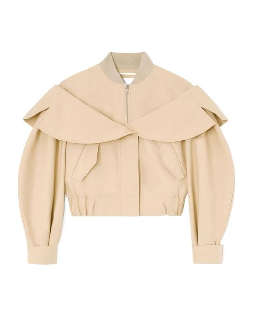 Ganni Natural Layered Cotton Bomber Jacket