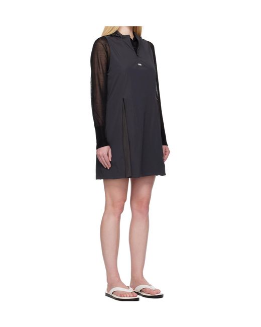 Amomento Black Nylon Hooded Dress