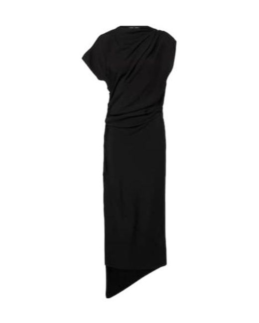 Proenza Schouler Black Hallie Draped Midi Dress