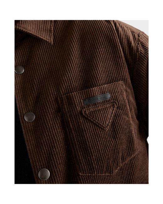 Prada Brown Logo Detailed Long-Sleeved Shirt for men