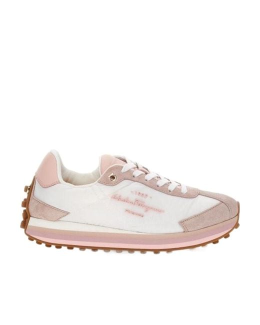 Ferragamo Pink Logo Low-Top Casual Shoes