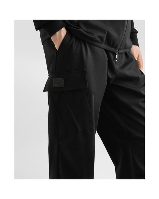 Dolce & Gabbana Black Logo Tag Cargo Trousers for men