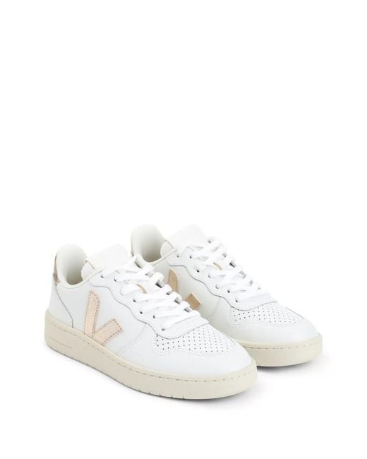 Veja White V 10 Perforated Low-Top Sneakers