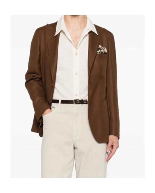 Tagliatore Brown Single-Breasted Suit Jacket for men