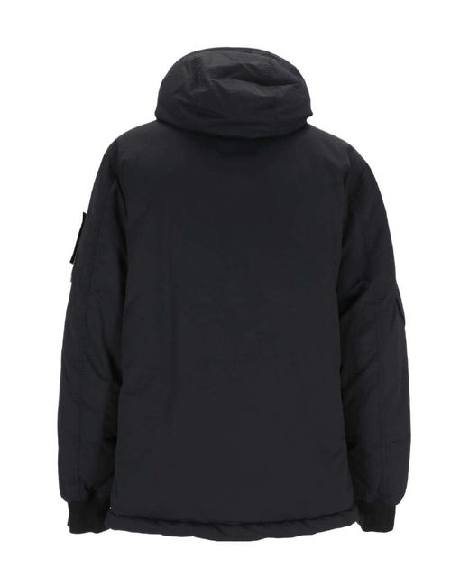 Stone Island Blue Compass-Patch Hooded Padded Jacket for men