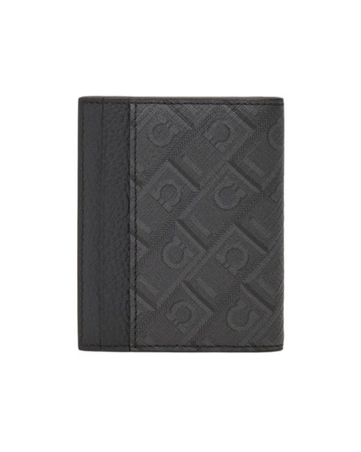 Ferragamo Gray Ferragamo Eyewear Monogram Card Holder Wallet for men