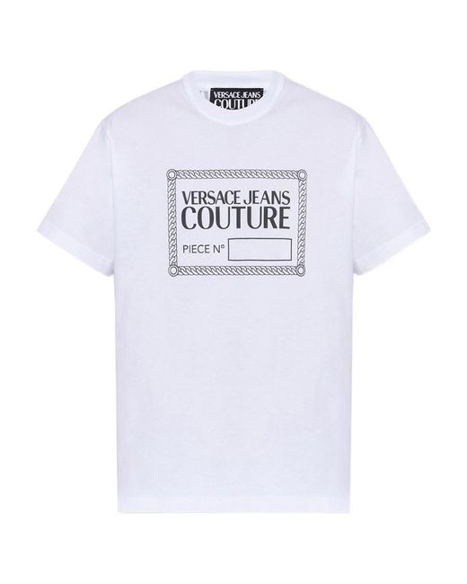 Versace Jeans White Logo-Print Short-Sleeved T-Shirt for men