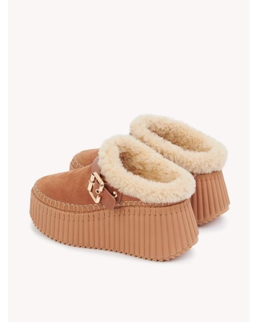 Chloé Brown Chloé Nama Wedge Mules