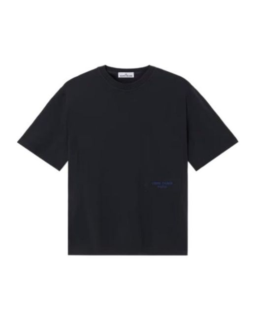 Stone Island Black Oversized Short-Sleeve T-Shirt With Herringbone Patch for men