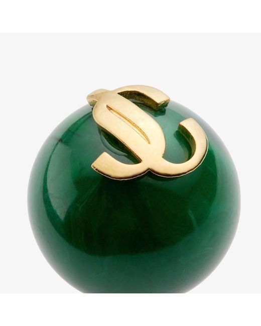 Jimmy Choo Green Beaded Logo Stud Earrings