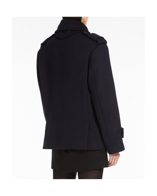 Max Mara Blue Laveno Double-Breasted Coat