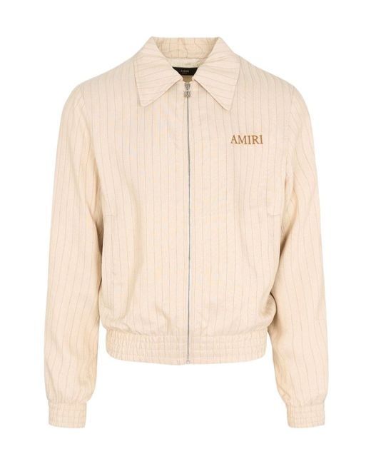 Amiri Natural Pinstripe Zip-Up Jacket for men