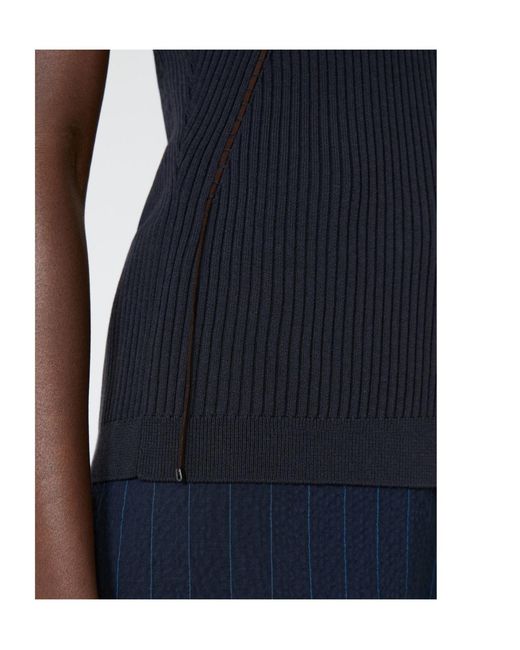 Max Mara Blue Semi-Fitted Knit Waistcoat