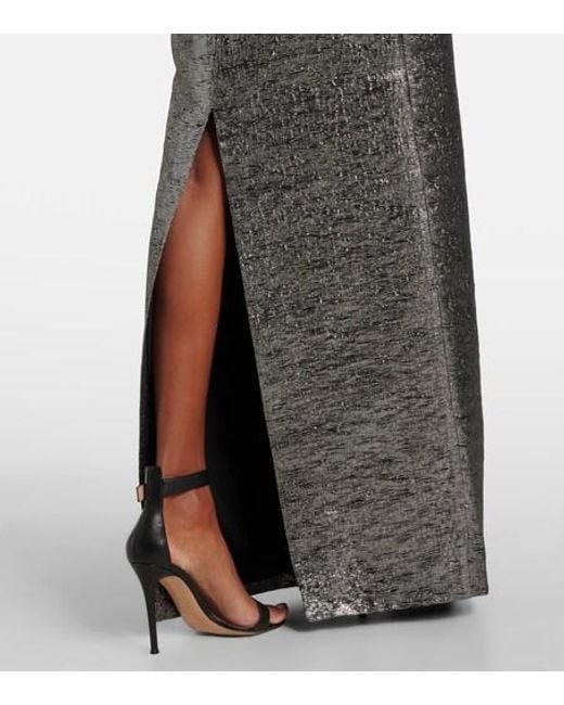 Emilia Wickstead Gray Laelia Jacquard Bustier Gown