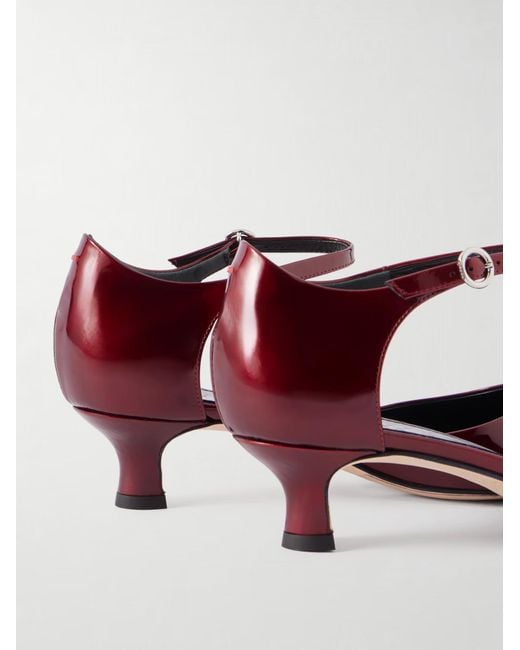 Aeyde Red Metallic Patent-Leather Pumps