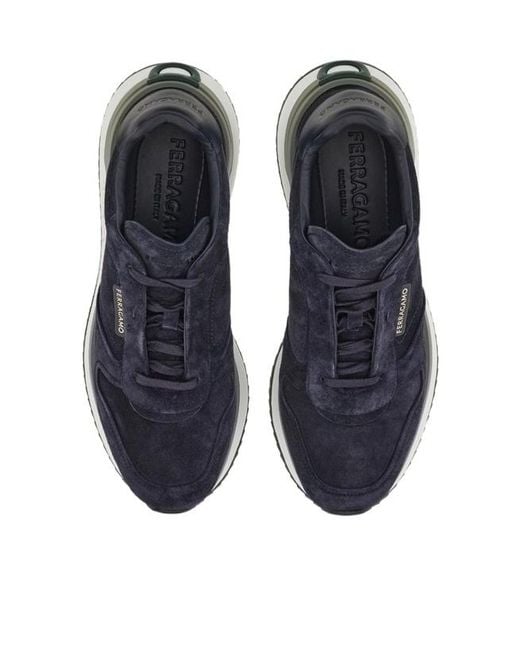 Ferragamo Blue Ferragamo Lace-Up Sneakers for men