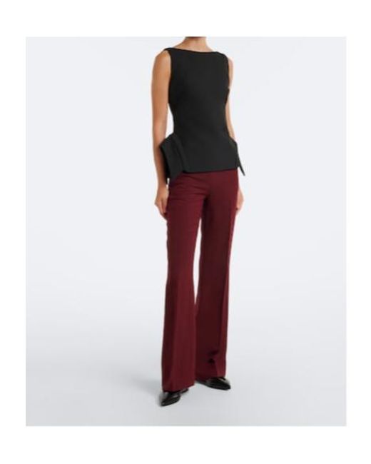 Roland Mouret Red Wool And Silk Wide-Leg Pants