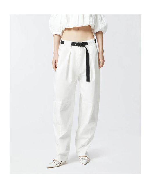 Pinko White Pleat-Detail Trousers