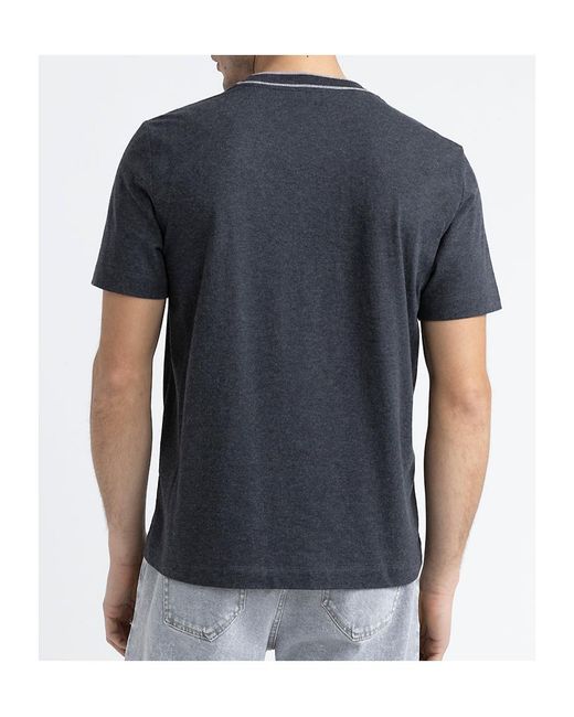 Peserico Blue Contrasting-Collar T-Shirt for men