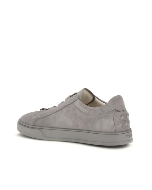 Tod's Gray Round Toe Low Top Sneakers for men