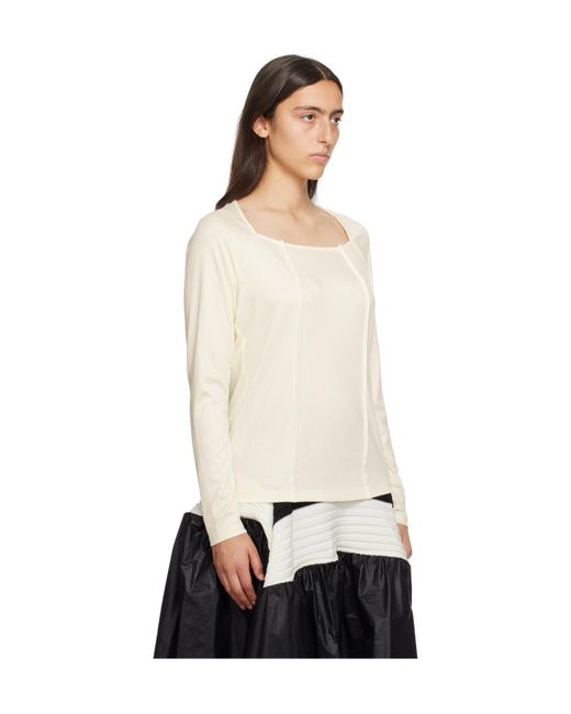 Issey Miyake White Pleated Long-Sleeved T-Shirt