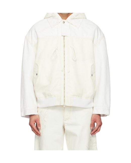 Song For The Mute White Zippered Denim Jacket for men