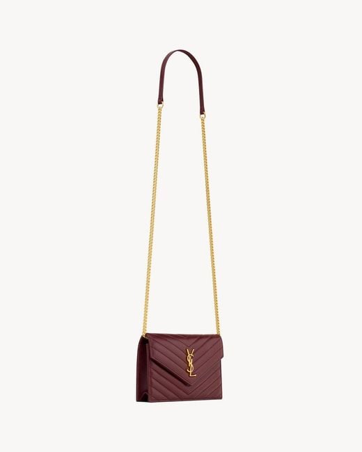 Saint Laurent White Envelope Cassandre Chain Wallet