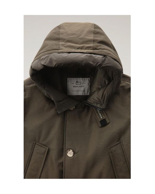 Woolrich Brown Arctic Hooded Down Coat for men