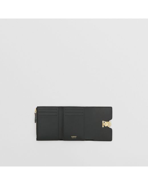 Burberry Black Logo Plaque Trifold Wallet
