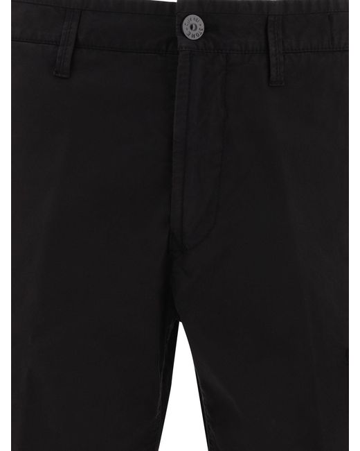Stone Island Black Compass-Patch Knee-Length Cargo Shorts for men