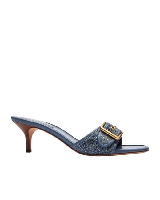 COACH Blue Margot Buckle-Detail Heeled Sandals