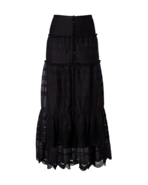 Isabel Marant Black Paoline Lace-Trimmed Maxi Skirt