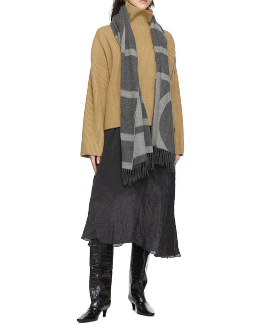 Totême Gray Totême Panelled Fringed Scarf