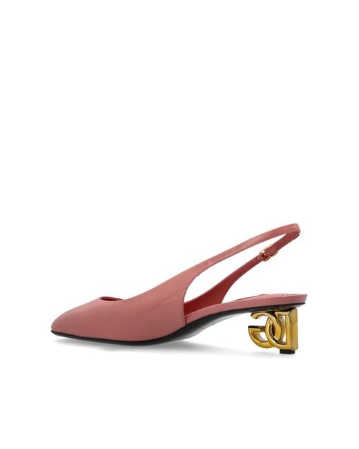 Dolce & Gabbana Pink Square Toe Slingback Pumps