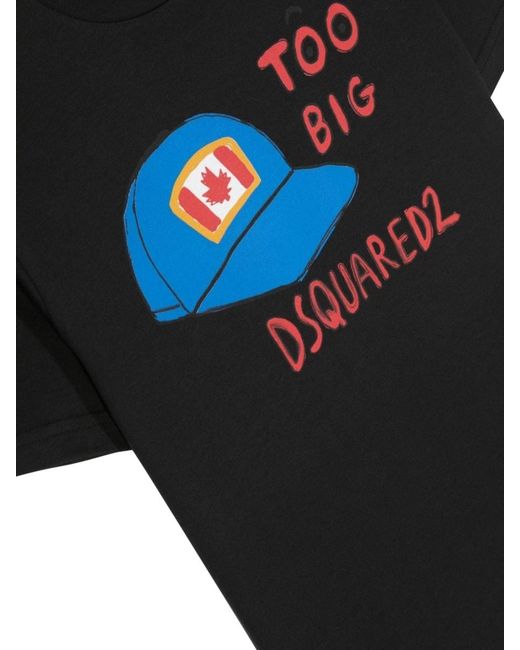 DSquared² Black Graphic-Print Cotton T-Shirt for men
