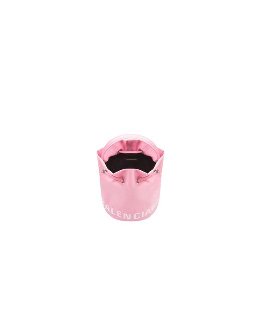 Balenciaga Pink Wheel Xs Logo-Embroidered Bucket Bag