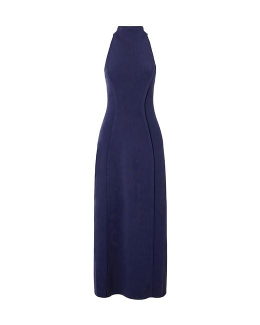 Cult Gaia Blue Keller Stretch-Knit Turtleneck Midi Dress