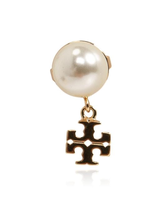 Tory Burch White Glass Bead Earrings