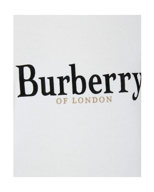 Burberry White Logo Embroidered Hoodie