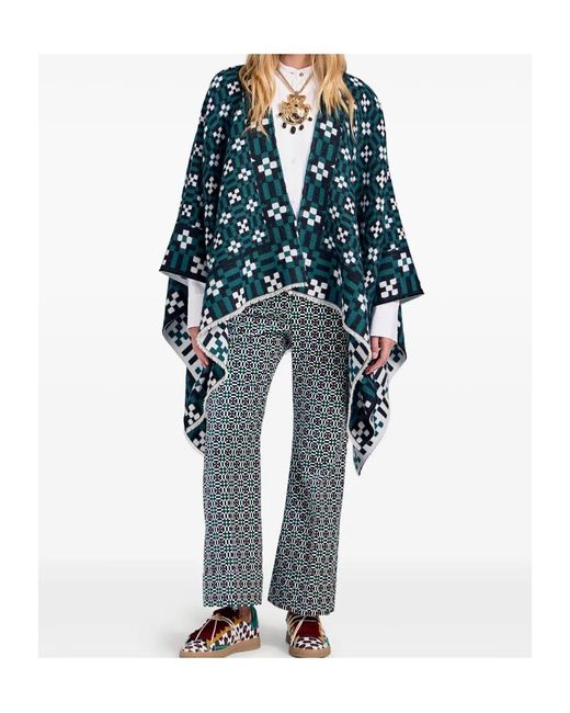 LaDoubleJ Blue Geometric-Pattern Cape