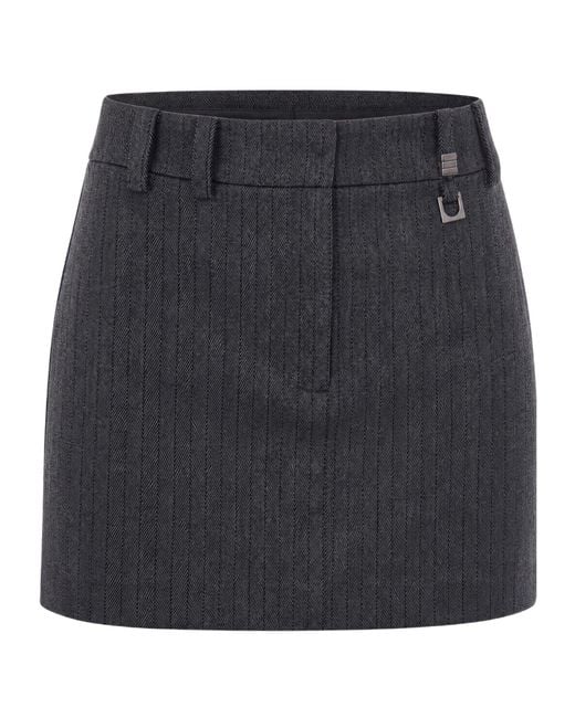 Patrizia Pepe Black Pinstriped Mini Skirt