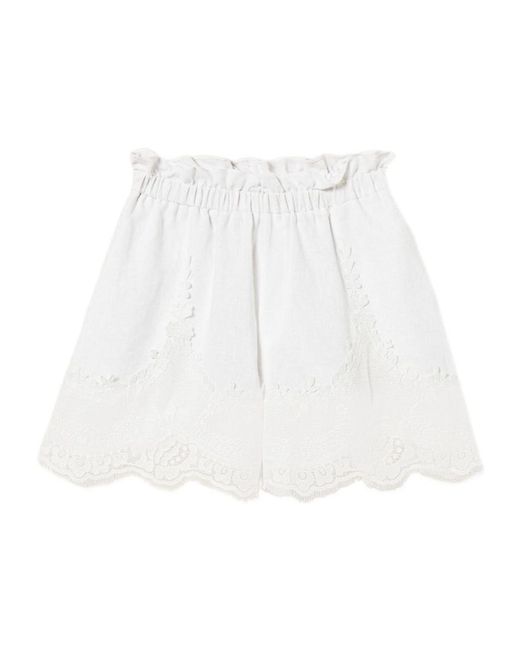 Twinset White Scalloped Lace Trim Shorts