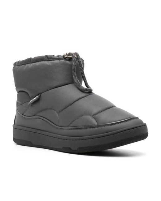Lanvin Black Quilted Padded Drawstring Ankle Boots for men
