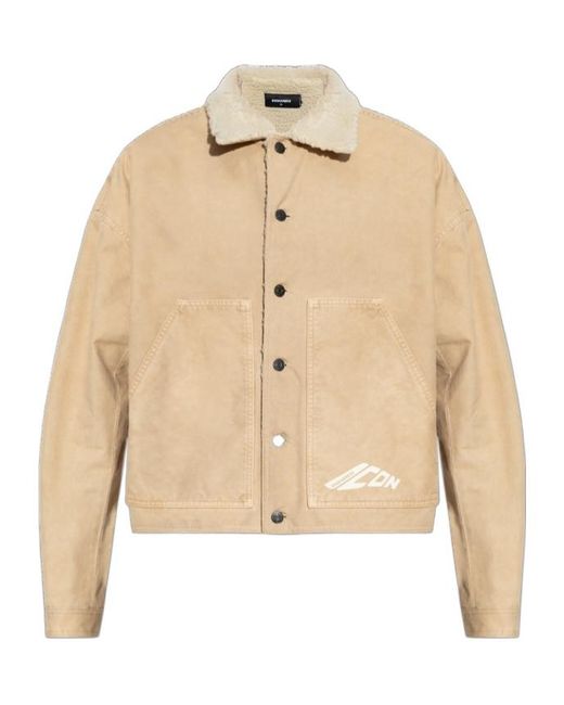 DSquared² Natural Logo Printed Buttoned Jacket for men