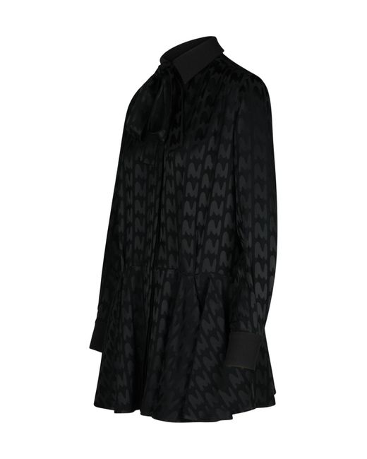 MSGM Black All-Over Patterned Long-Sleeved Dress