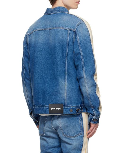 Palm Angels Blue Long Sleeved Track Jacket for men